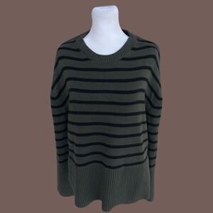 Vintage Gap Men's Olive Green Striped Knit Sweater Size S